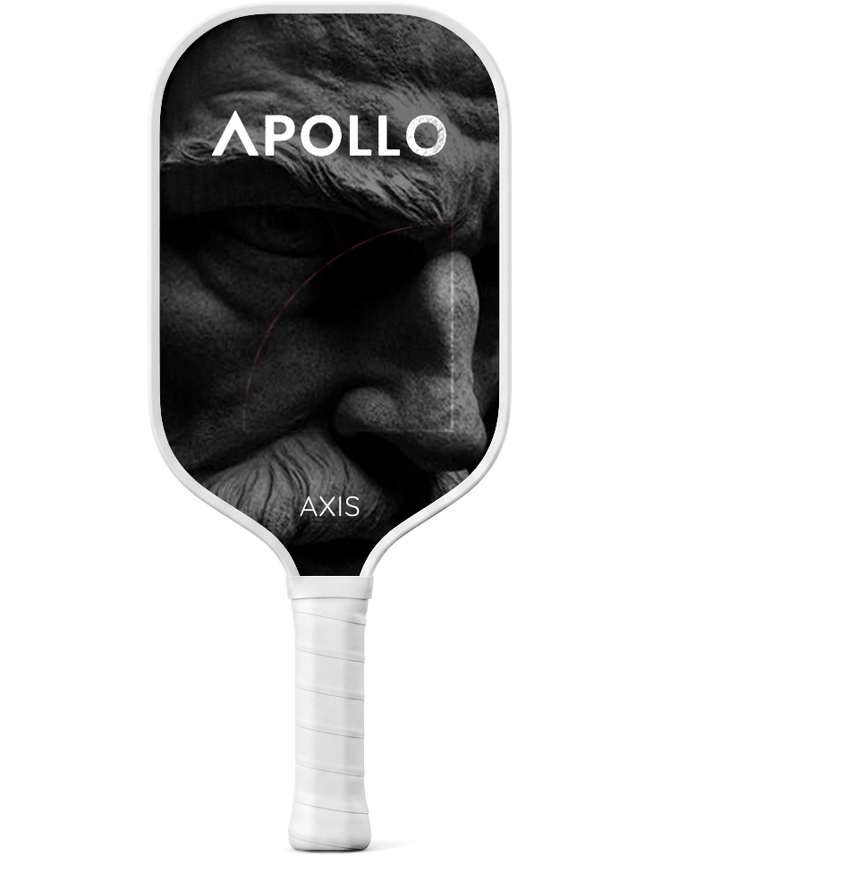 Apollo KineCore pickleball paddle face with Inertia Tuned adjustable weights.